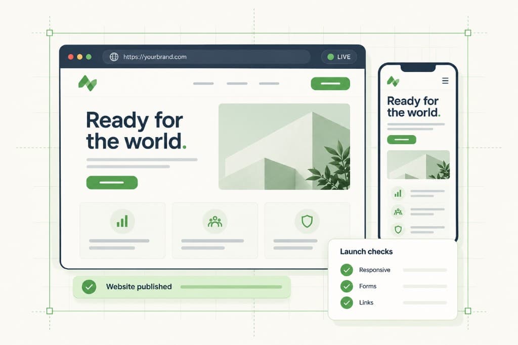 Published website on desktop and mobile with launch checks completed
