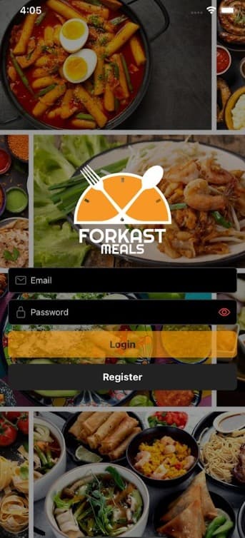 Forkast Meals app sign-in screen