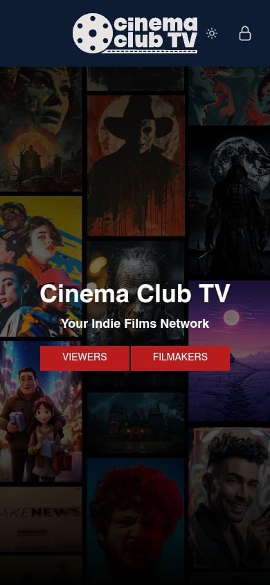 Mobile preview of the Cinema Club TV website