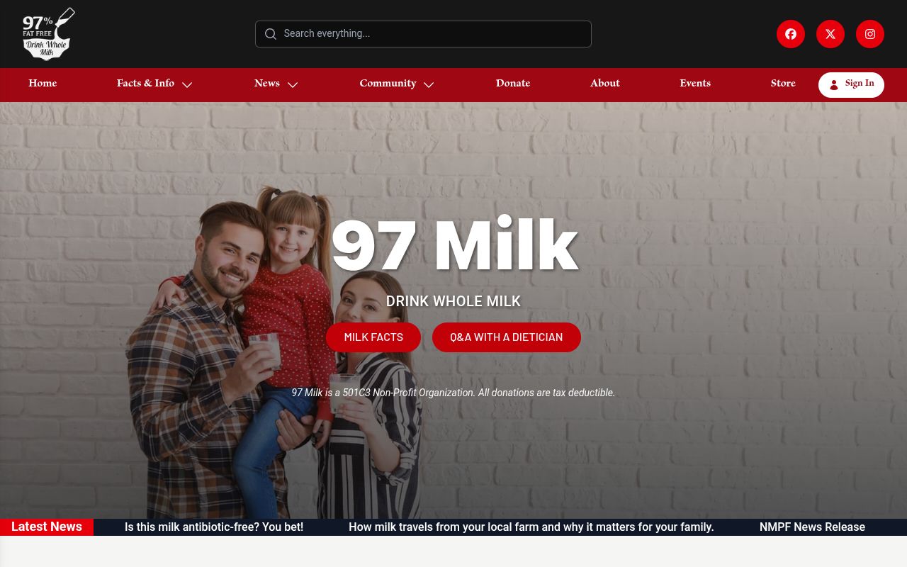 Website preview of 97 Milk