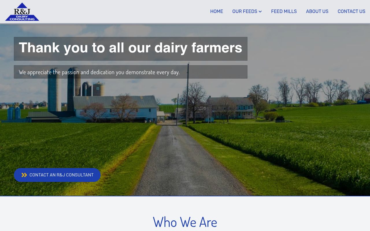 Website preview of R&J Dairy Consulting