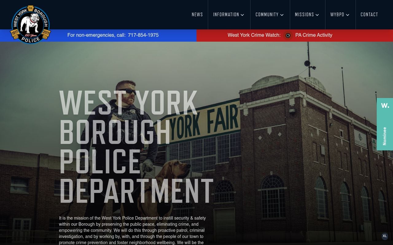 Website preview of West York Borough Police